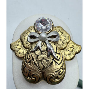 Signed Jane Gold Silver Angel of Love 1995 Brooch Pin 1658